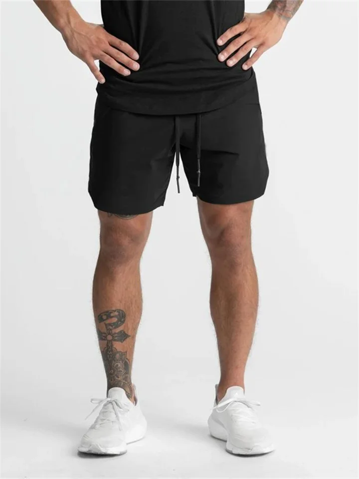 Men's Active Shorts Running Shorts Board Shorts Workout Shorts with Cellphone Pocket Drawstring Elastic Waist Solid Color Breathable Quick Dry Sports Outdoor Casual Daily Sporty Black Pink-Mixcun