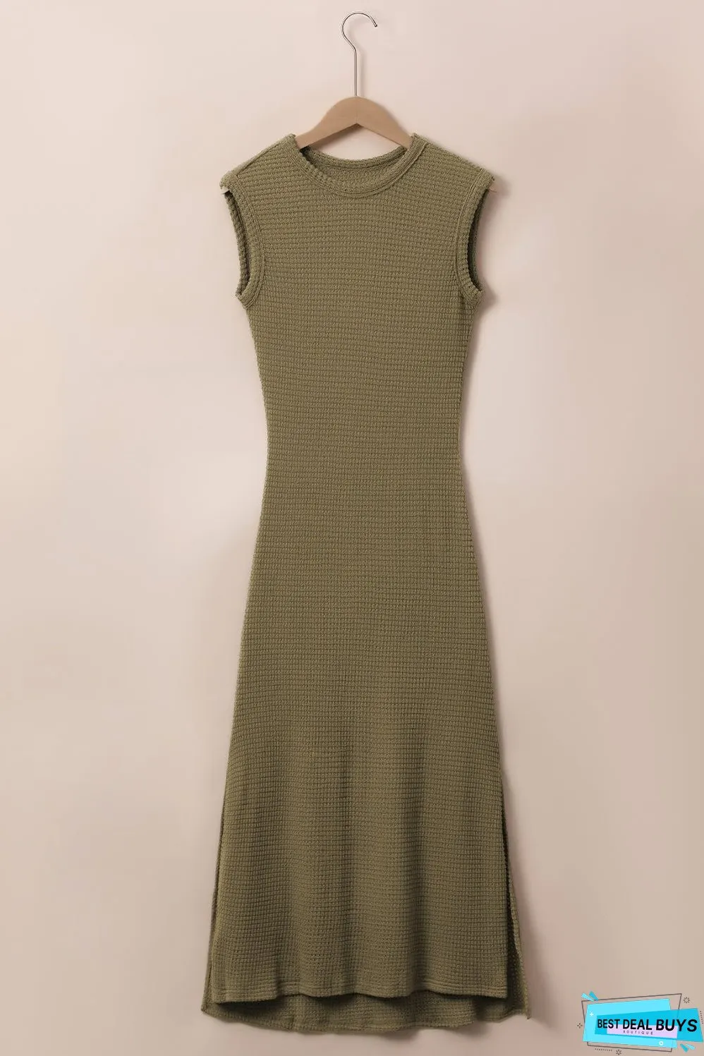 Waffle Knit Sleeveless Long Dress