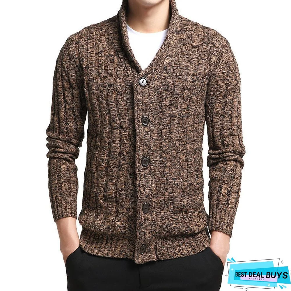 V-Neck Men's Knitted Coat