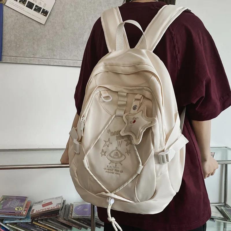 Trendy Women's Backpack Large Capacity Simple Versatile Double Shoulder Bag For Middle High School Students Campus Travel Bag Student Backpacks