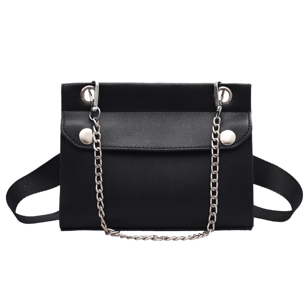 

Retro Chain Shoulder Bag Women Armpit Bag PU Leather Messenger Bag, Black, 501 Original
