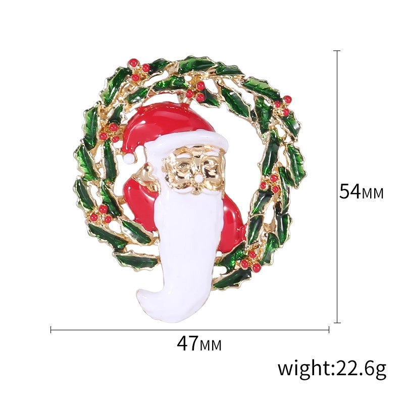 Cute Classic Style Pin Santa Claus Snowflake Elk Alloy Enamel Inlay Rhinestones Unisex Brooches