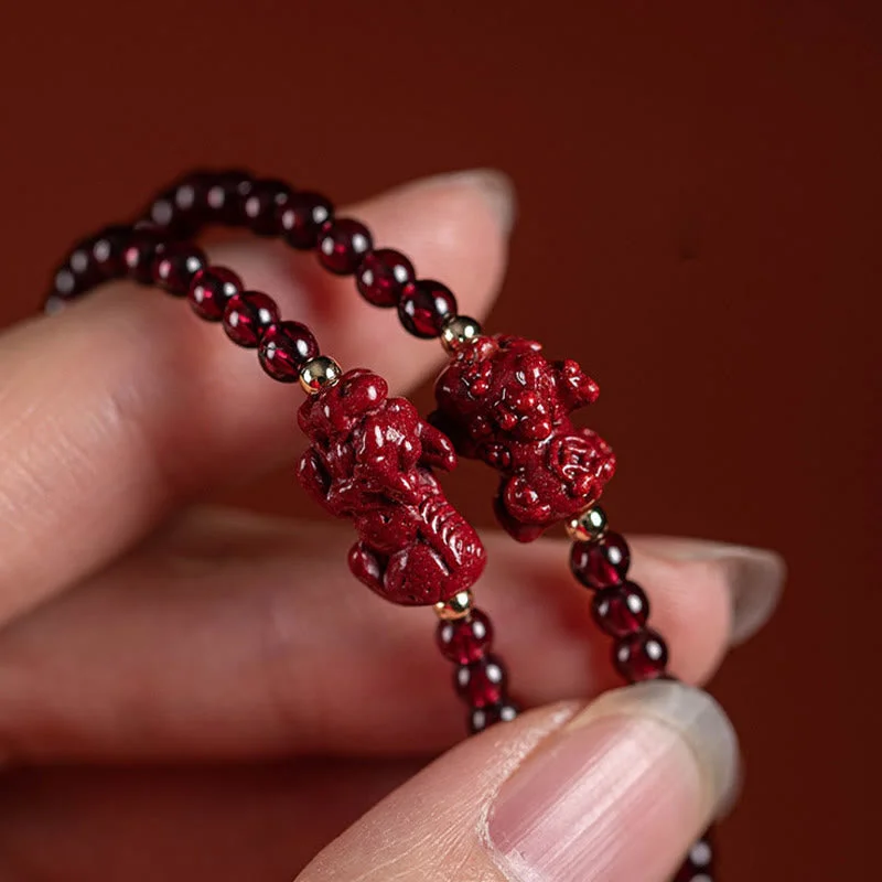 Cinnabar PiXiu Blessing Calm String Bracelet