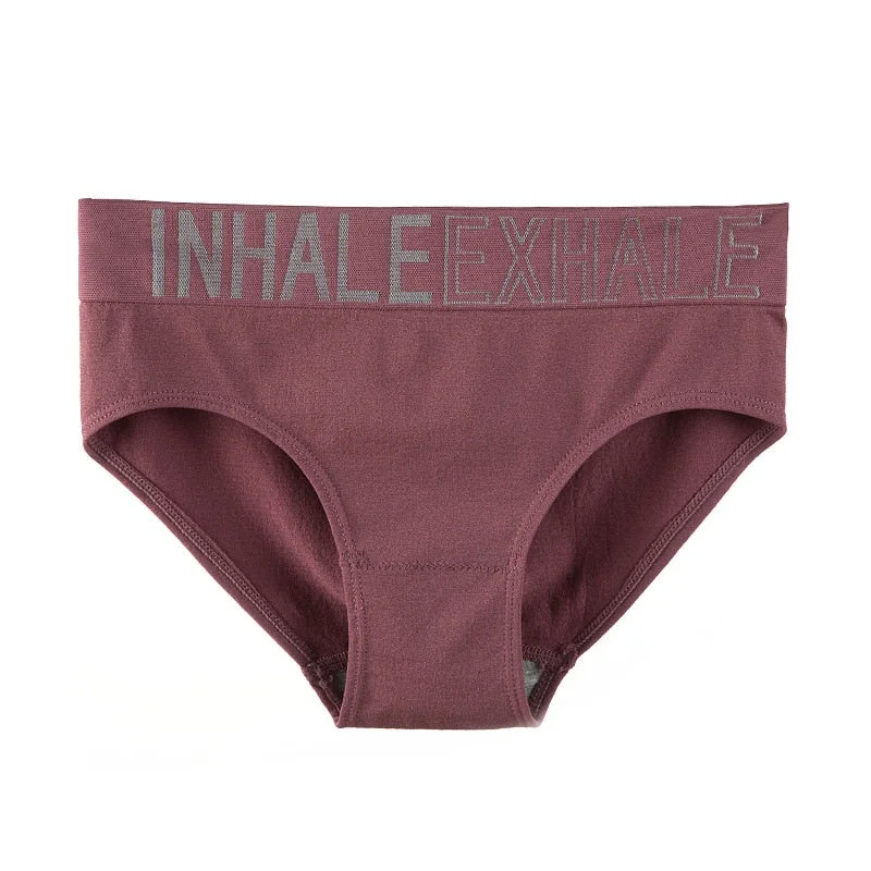 Women's Letter Underpants High Waist Cotton Thong Pants Fitness Sports G-String Seamless Sexy Panties Female Solid Color Briefs