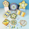 DIY Glass Mosaic Tiles Handmade Mixed Color Mosaic Kits with Wooden Coaster Kits