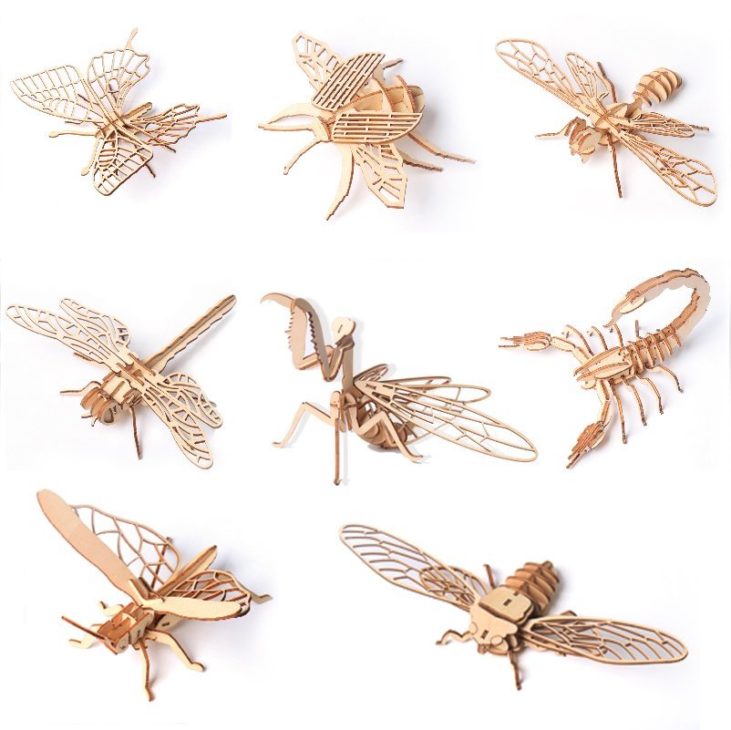 DIY Jigsaw Board Wooden Puzzle Insect Animal