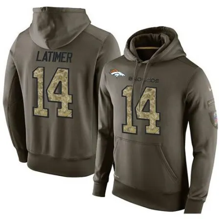 NFL Men's  Denver Broncos #14 Cody Latimer Stitched Green Olive Salute To Service KO Performance Hoodie