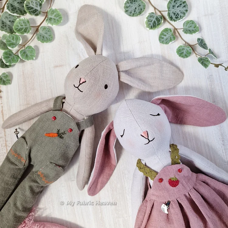 DIY Bunny doll with clothes Template Set - With Instructions