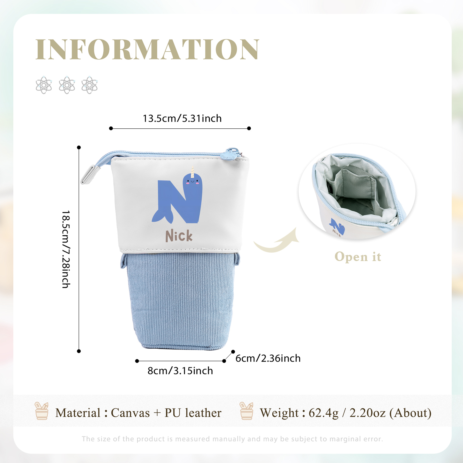 Personalised Pencil Case Custom Name & Letter Animals Pen Pouch Back To School Gift for Kids-Jessemade AU