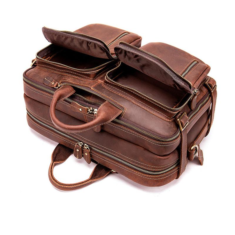 Multi-Functional Spacious Interior Comfortable Grab Detachable Sling Strap Genuine Leather Bag