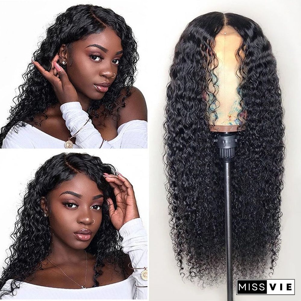 Black Medium Split Small Curly Wig Head Cover