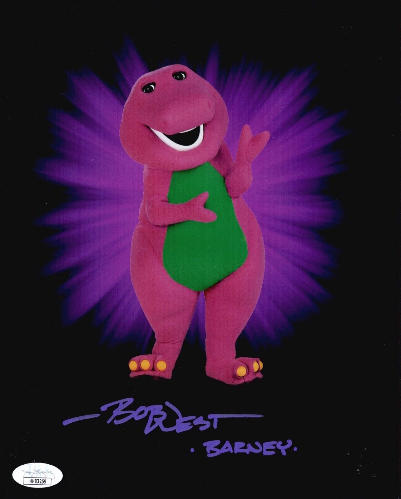 BOB WEST Signed BARNEY THE DINOSAUR 8x10 Photo Poster painting Autograph JSA COA Cert RARE