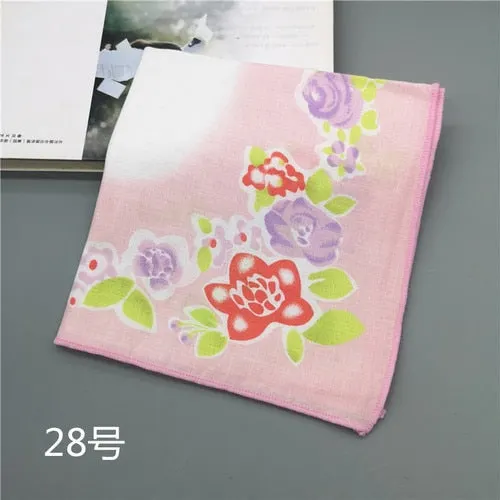 Handkerchiefs Women Kawaii Printing Simple Square Towel Pocket Elegant All-match Womens Leisure Female Cute Handkerchief Cotton