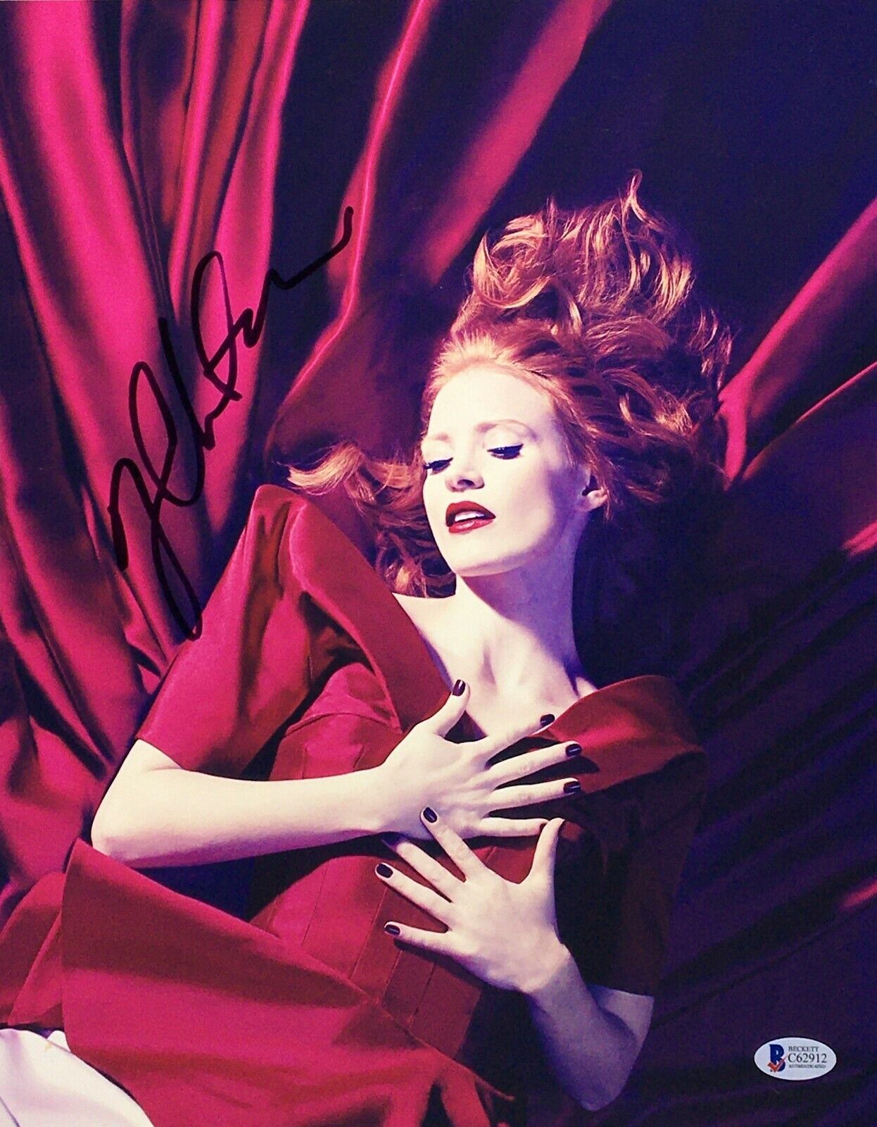 Jessica Chastain Signed 11x14 Photo Poster painting *Actress *Model BAS C62912