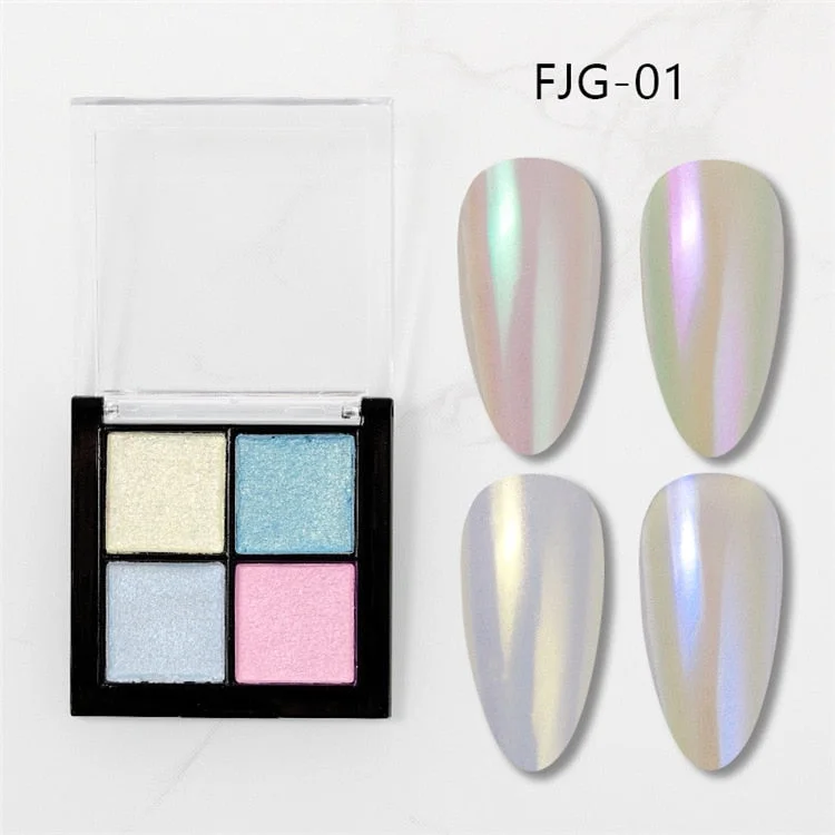 6Colors Laser Holo Aurora Solid Mirror Nail Glitter Powder Nails UV Gel Polish Holographics Pigment Nail Art Decorations-Nail Inspo