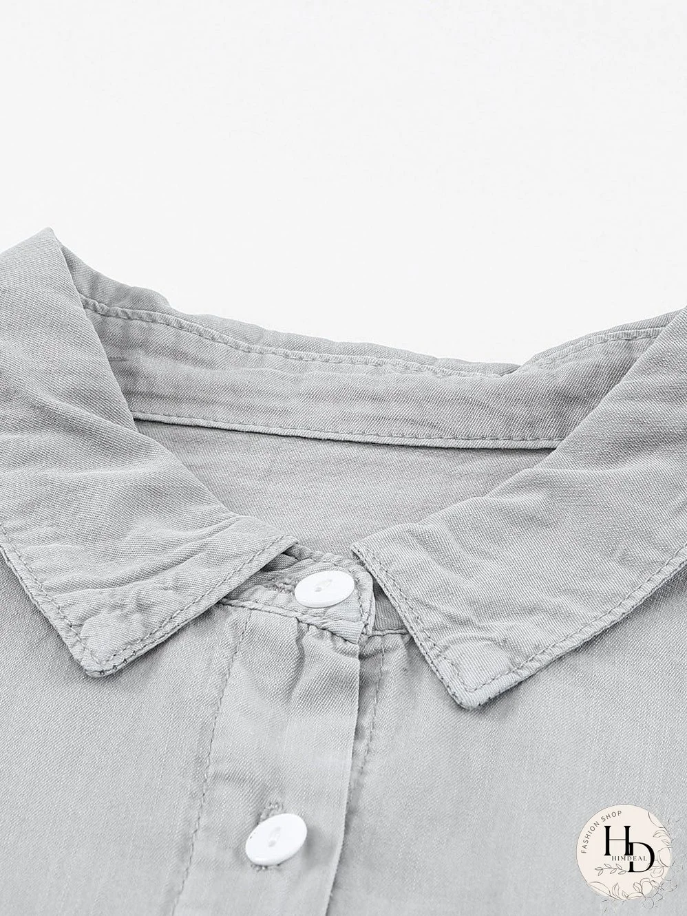 Chic Boyfriend Style Denim Shirt with Short Sleeves