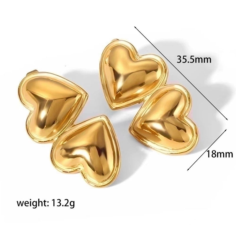 1 Pair Classic Style Heart Shape Polishing Plating 304 Stainless Steel Drop Earrings Ear Studs
