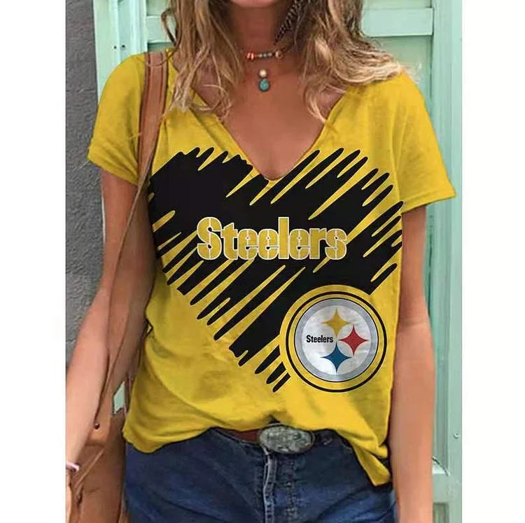 Pittsburgh Steelers Lightweight Short Sleeve V-Neck T-Shirt