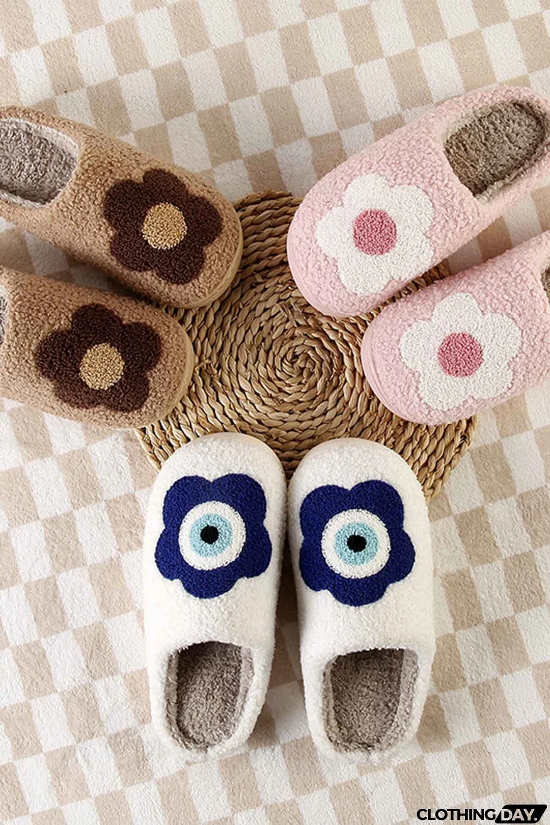Flower Plush House Slippers