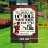Nom personnalis&eacute;&nbsp;: golf rouge golfeur 19e trou fi&egrave;rement - Panneaux en &eacute;tain m&eacute;tallique