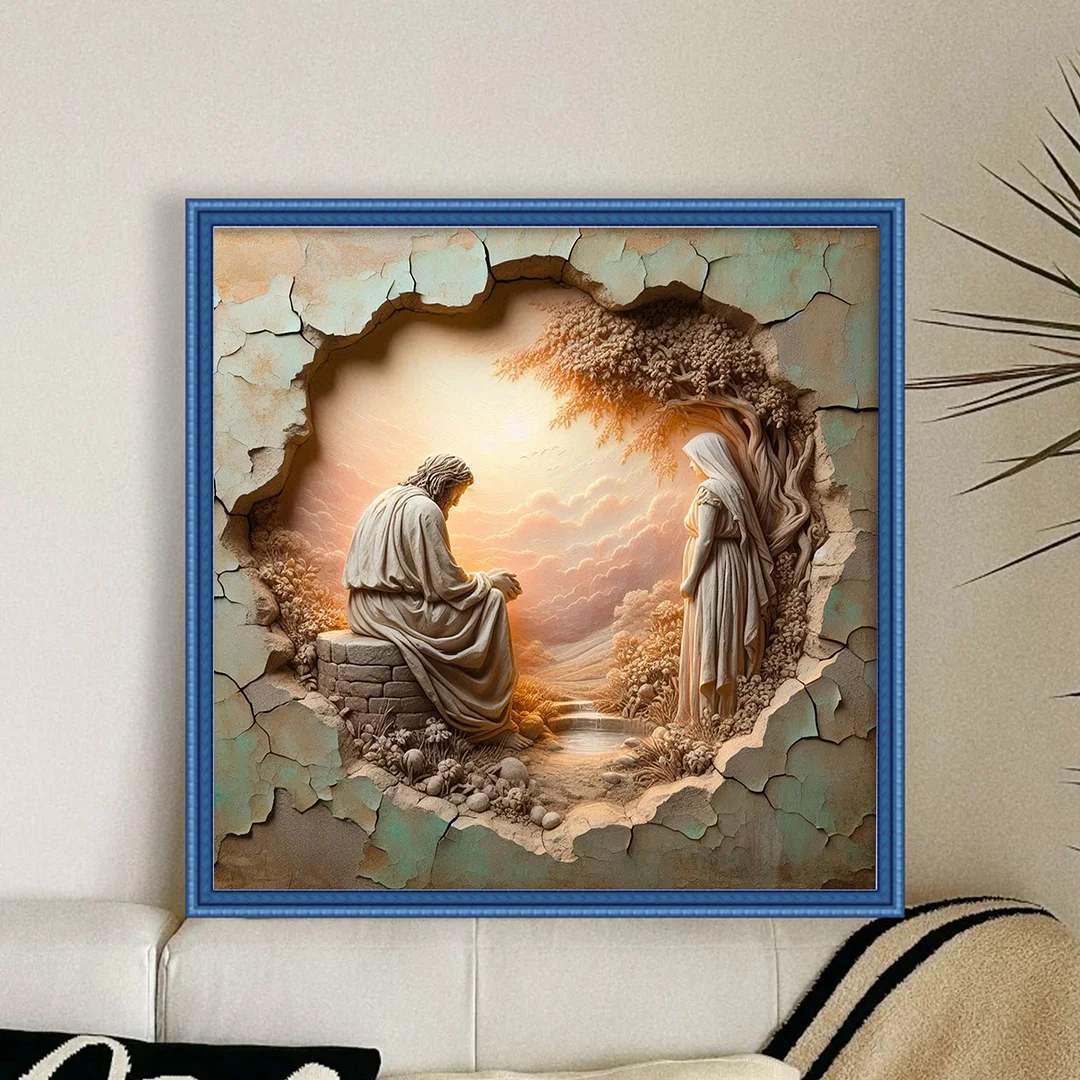 Priest B Full 14CT DIY Counted Cross Stitch Kits 40x40cm for Adults Home Decor