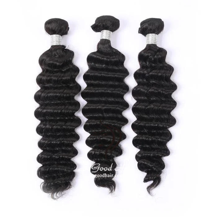 3 Pieces Deep Wave Brazilian Virgin Human Hair Bundles Unprocessed Natural Color