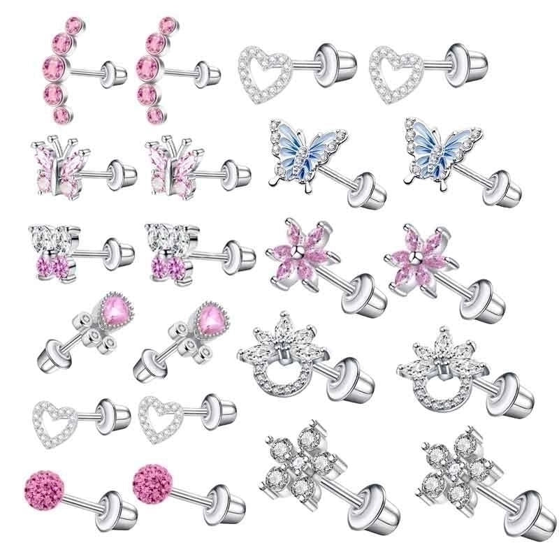 1 Pair Minimalist Cross Star Butterfly Plating Inlay Stainless Steel Zircon Ear Studs
