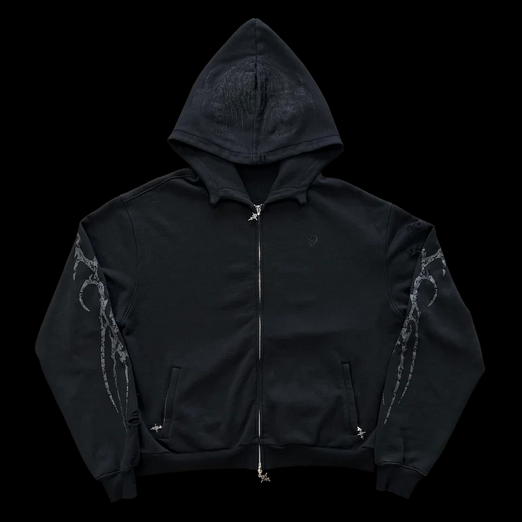 Eslicerpro fall outfits women Street Style Hoodie Y2k New Gothic Hip Hop Letter Graphic Print Oversized Pullover Sweatshirt Men Women Harajuku Zipper Hoodies