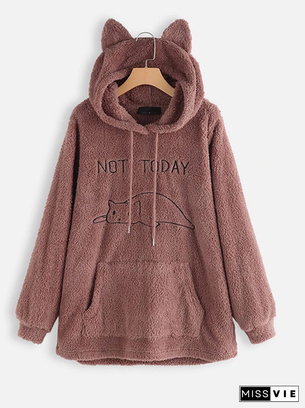 Plus Size Double-Sided Plush Long-Sleeve Hoodie