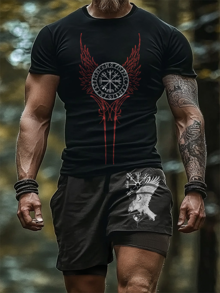 Viking Rune Compass Natural Element Totem Men's Short Sleeve / Rvogue / Rvogue