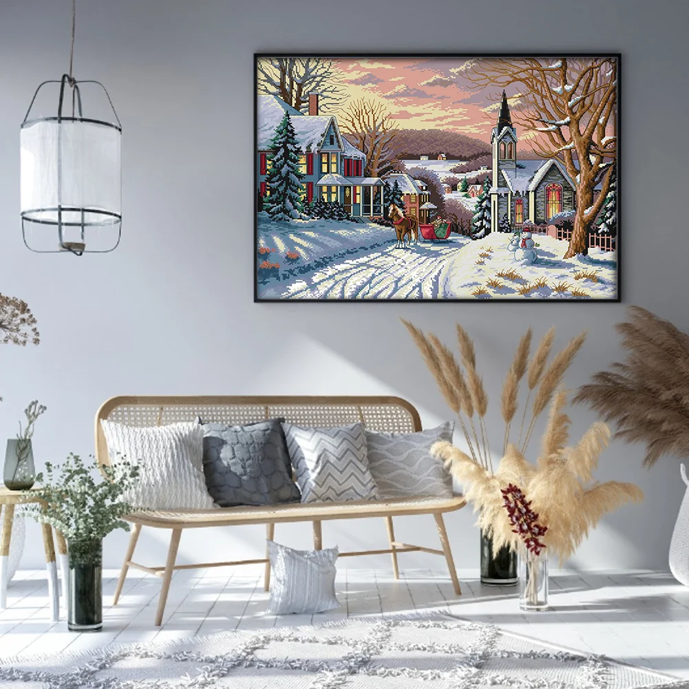 DIY Stamped Cross Stitch 14CT Full Embroidery 58*44cm - Snow Scene
