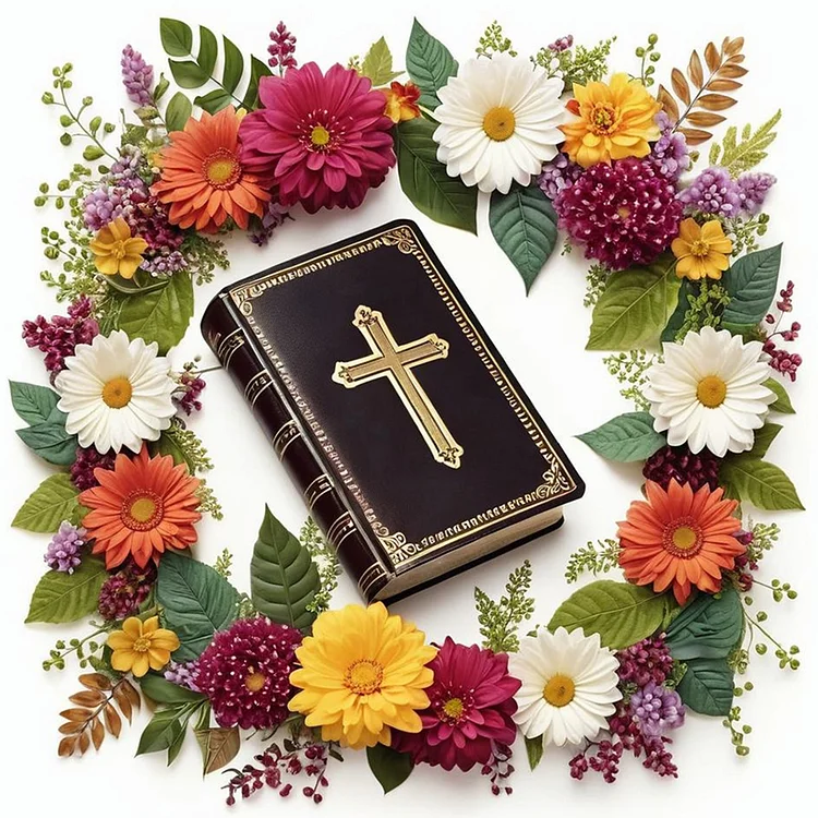 Holy Book Wreath 30*30CM (Canvas) Full Round Drill Diamond Painting gbfke