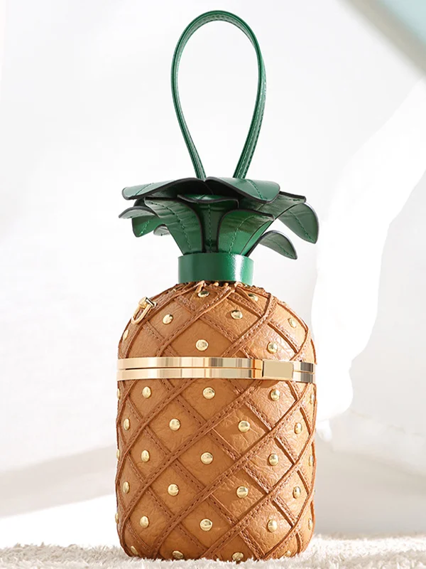 Personalized Pineapple Shape Lock Chain Crossbody Bag