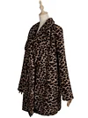 Leopard Print Lapel Long Sleeve Warm Coat