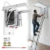 [US Local Warehouse] Ceiling Mounted Attic Ladder w/Handrails Retractable Loft Stairs 660LBS Capacity