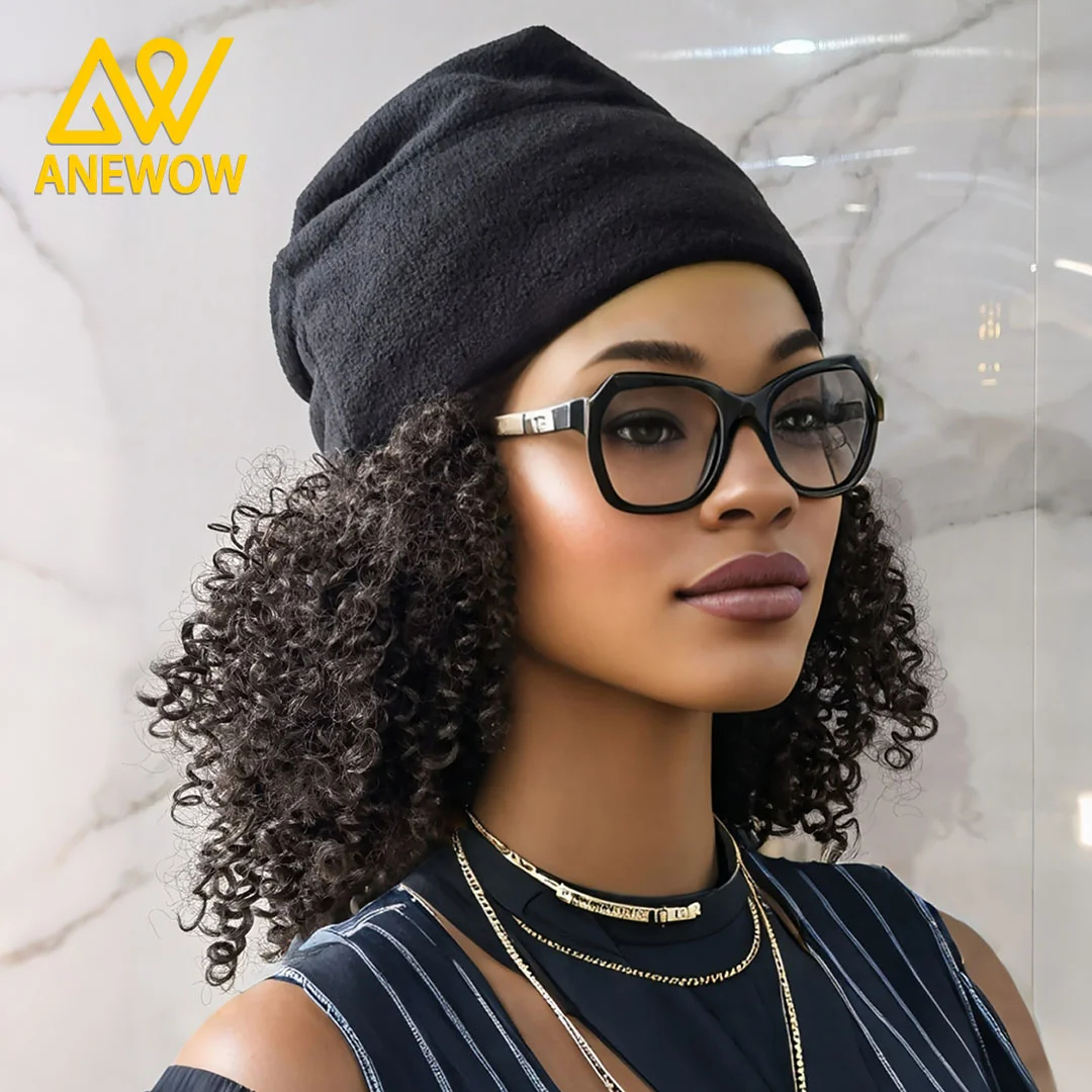 ANEWOW Black Cozy Fleece Satin-lined Beanie-AW3153