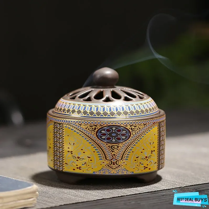Antique Cloisonne Incense Burner Handicraft Ornament Creative Home Indoor Incense Enamel Color Burner