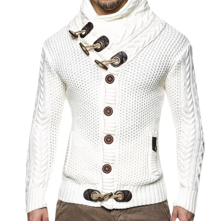 Mongw Mongw And Winter Men's Slim High Neck Single Breasted Cardigan Plus-Size Long Sleeve Knit Sweater Men's Wear
