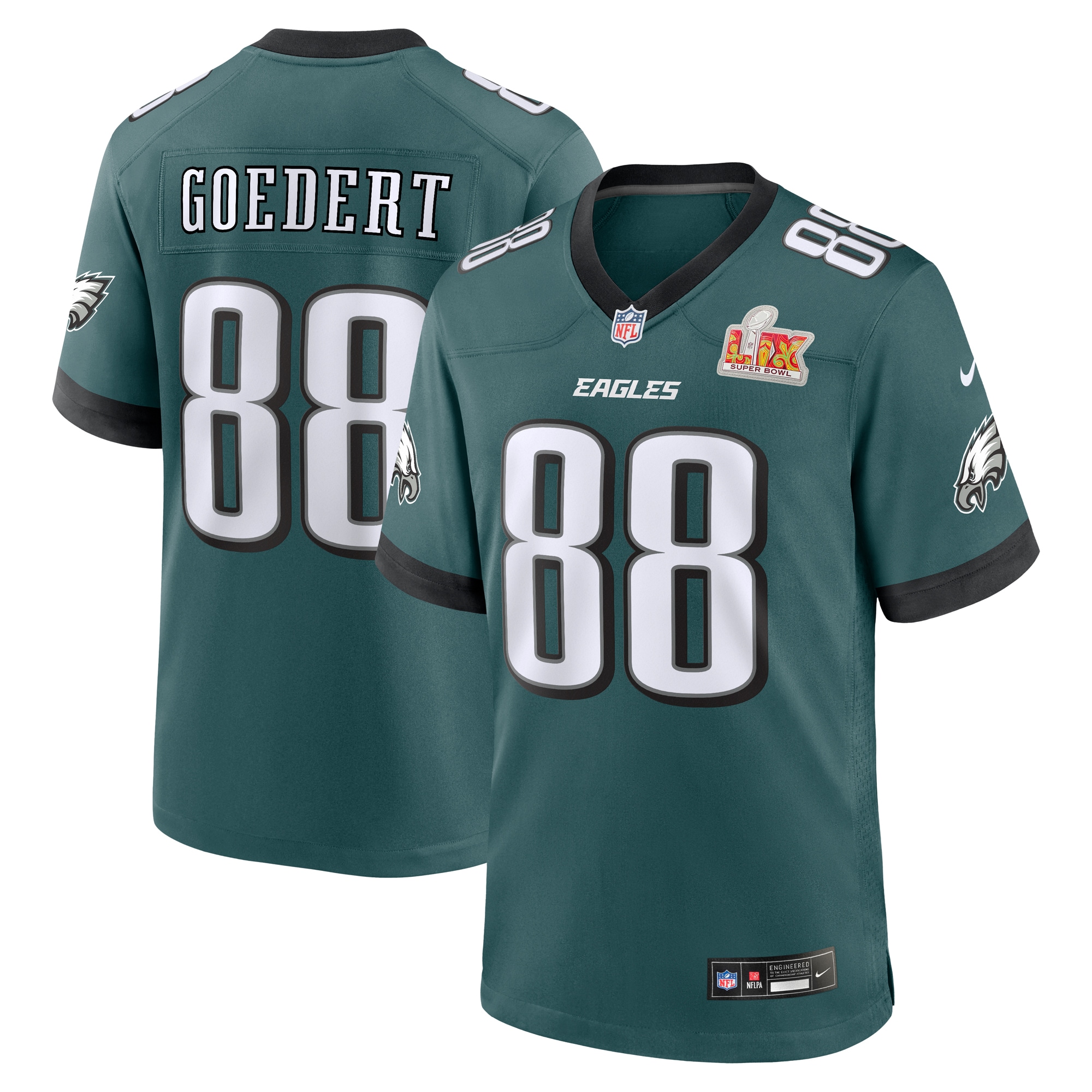 Men's Philadelphia Eagles Dallas Goedert Midnight Green Super Bowl LIX Game Jersey mysite