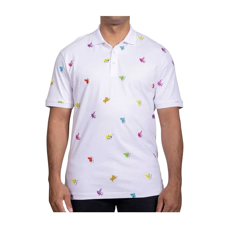 Pikachu & Raichu White Polo Shirt - Adult