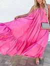 Loose Solid Color Condole Belt Maxi Dress