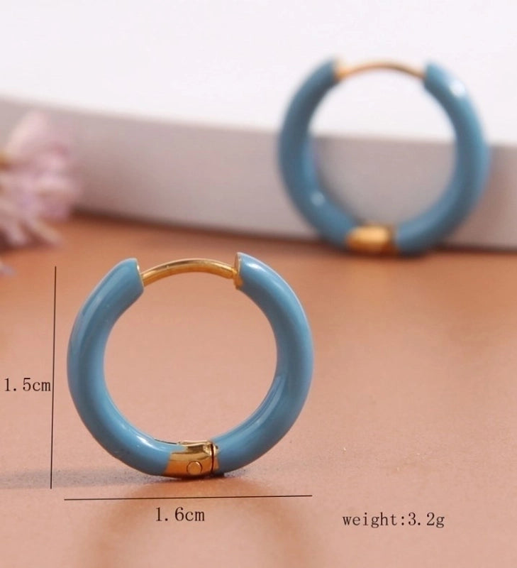 1 Pair Minimalist Triangle Circle Heart Shape Stainless Steel Hoop Earrings