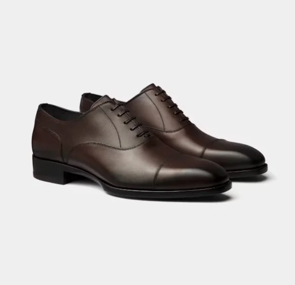Men's Brown Leather Oxford Shoes for Office Wear