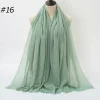 Pleated Linen Cotton Scarf Woolen Edge Women Hijab Shawl