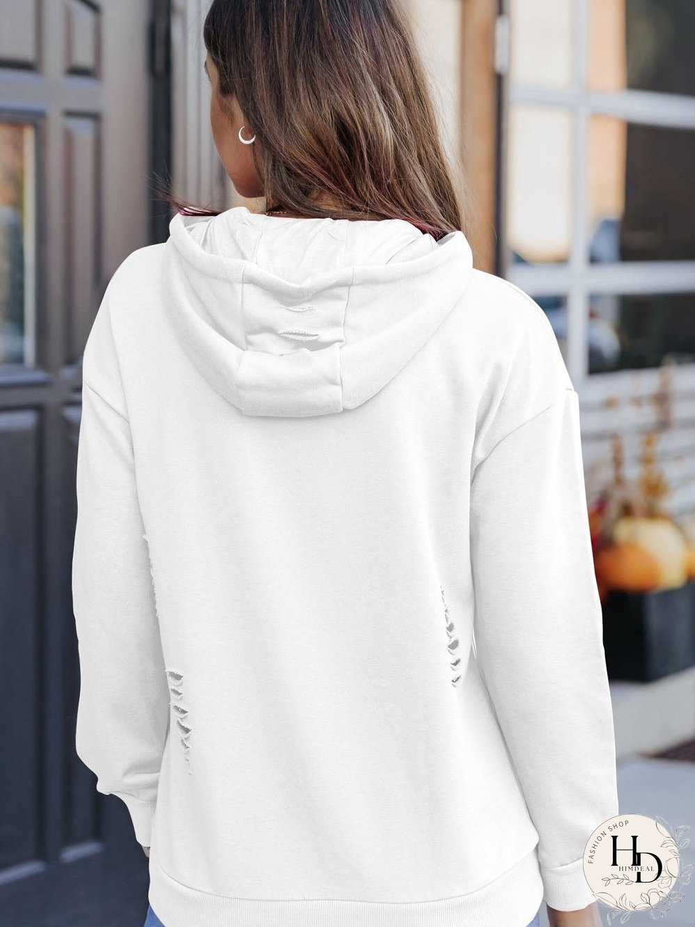 Women's Distressed Pullover Hoodie