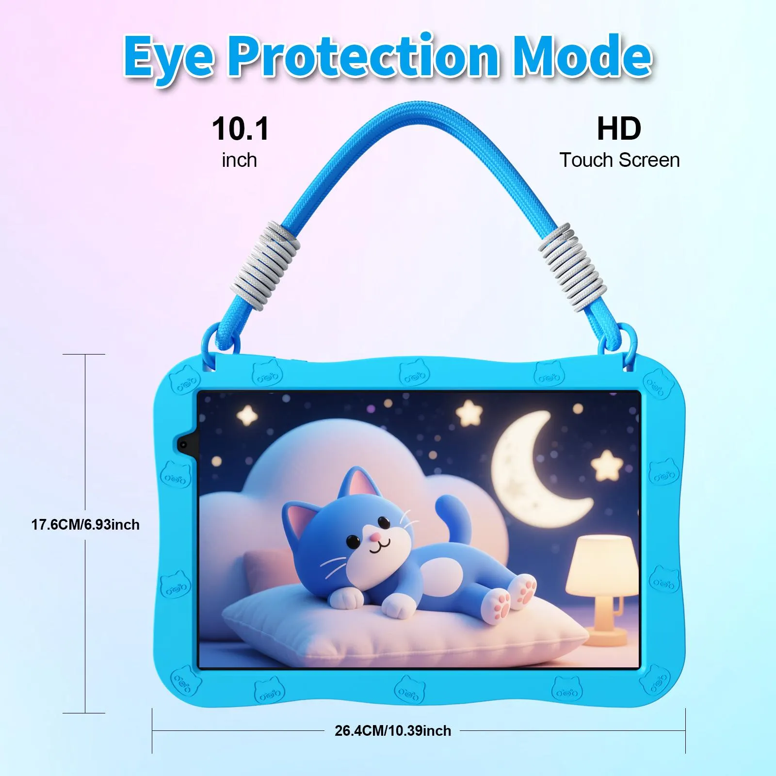 [SummerFinds] PRITOM New Arrivals Kids Tablet 10 inch Android 16 8GB RAM 32GB ROM Dual Cameras WiFi 6 6000mAh Battery Protective Silicone Case Animal Flash Cards Educational Apps Toddler Gifts Stress Relief Case Pink Blue-Tablet Screen Kids Gift