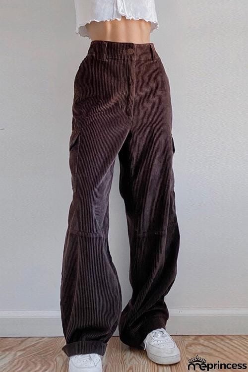 Pockets Corduroy Bell Pants