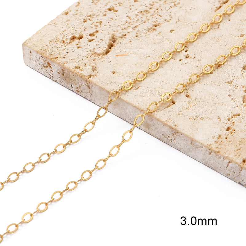 1 Piece Copper 18K Gold Plated Cable Chain Box Chain Polished 1M Jewelry Accessories Chain