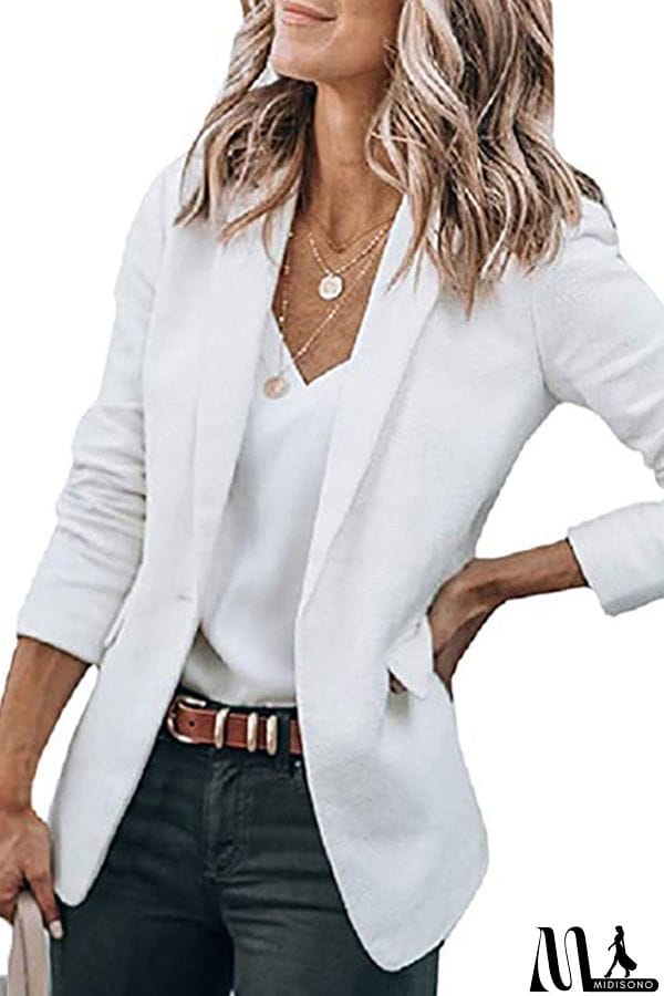 MidiSono - Casual Turndown Collar Coat