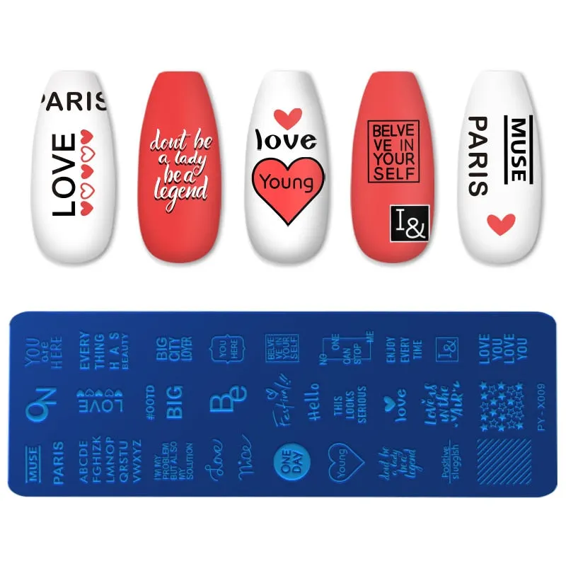 PICT YOU Nail Stamping Plates Letter Patterns Stainless Steel Tools Nail Art Stamp Design Stamping Template DIY Stencils-Nail Inspo